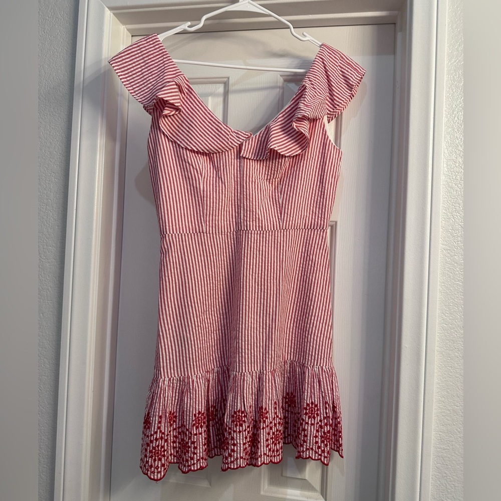 BCBGeneration striped red dress, ruffled bottom size 6